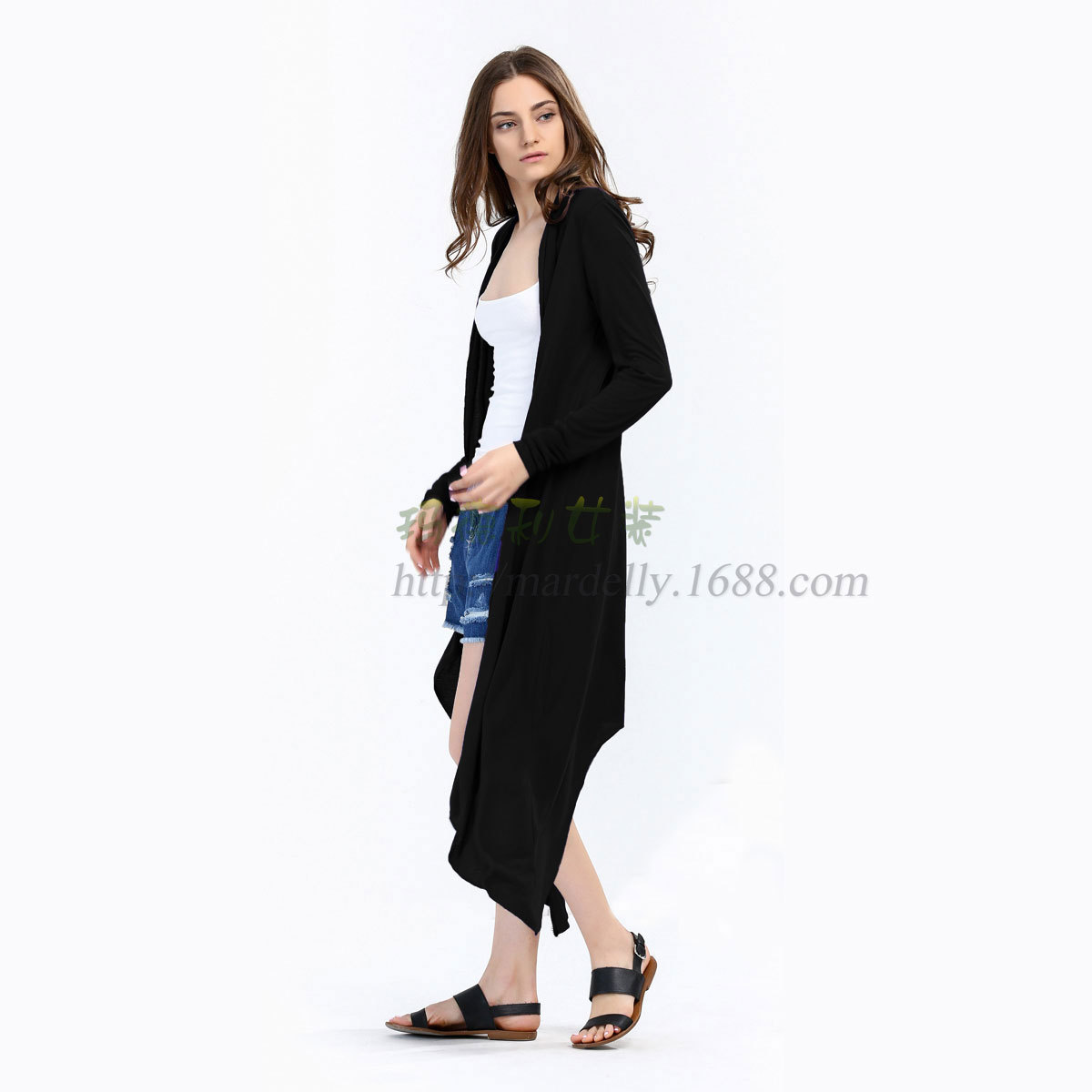 SZ60003-1-2 Fashion Ladies Long Cardigans Knit Sweaters For Women